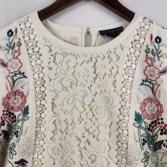 Anthropologie Let Me Be Victoria WMNS Lace Embroidered Mini Dress S Ivory NWT - Picture 8 of 16